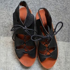 Lucky Brand Black Lace-Up Sandals
